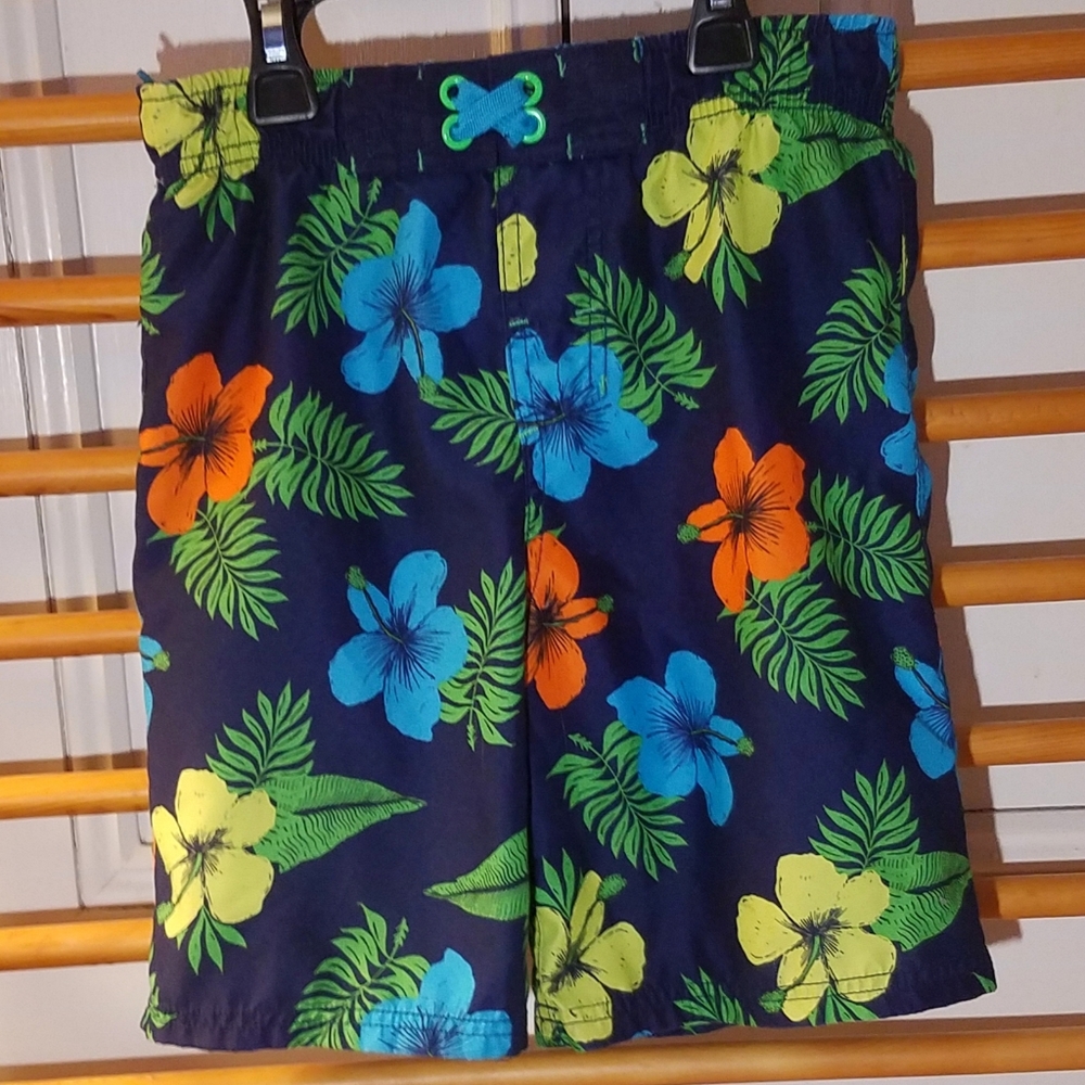 Boys Swim Trunks - 5 Navy Tropical Hawaiian S Suit